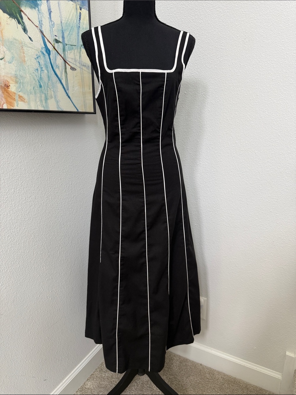 RIHOAS | Black and white striped dress